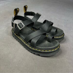 Dr. Martens Black Sandals with Yellow Stitching